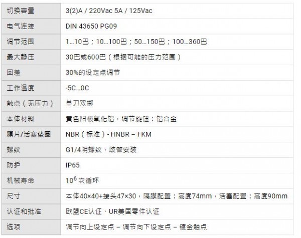 ELETTROTEC 帶刻度旋鈕的可調(diào)式壓力控制器PSK系列